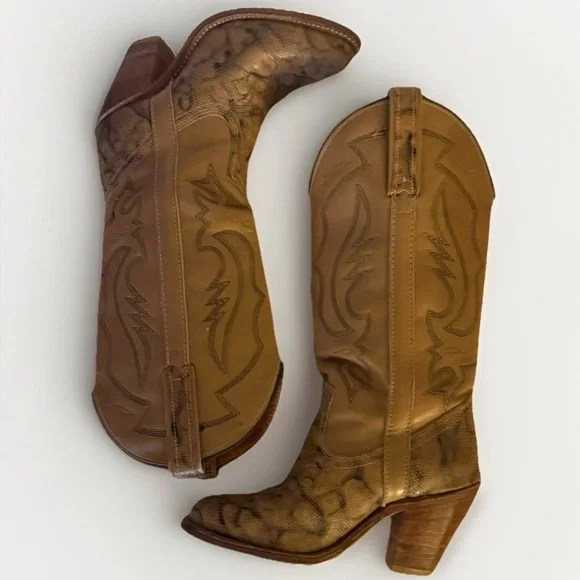 Vintage Miss Capezio Tall Western Cowboy Boots 5.5M Brown Leather - Picture 7 of 10